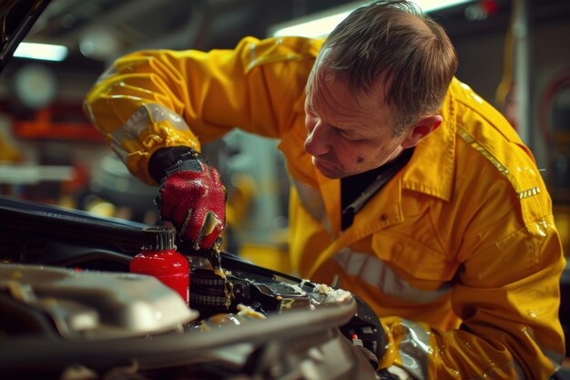 mechanic performing engiune maintenance